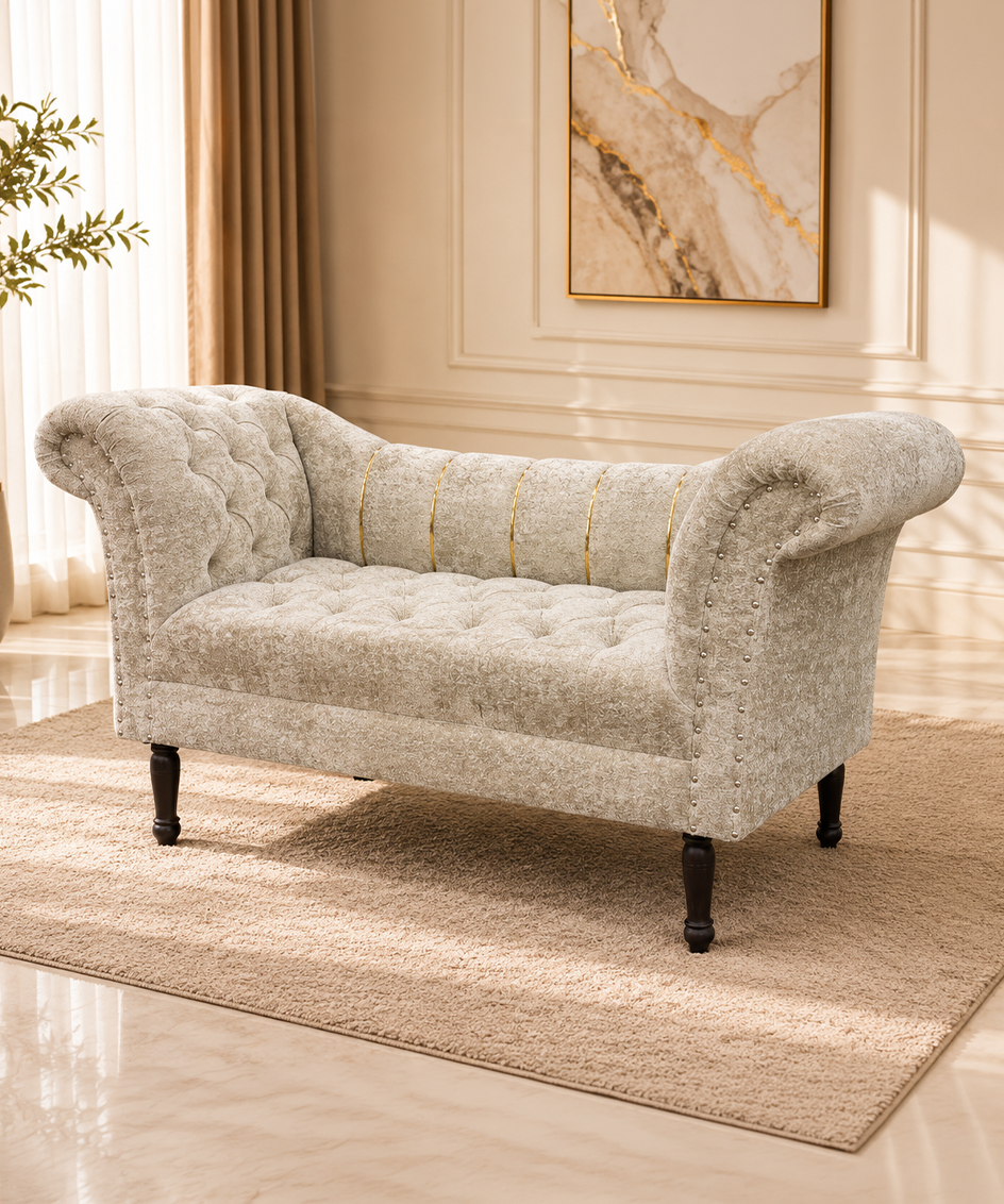 Tufted Round Arm Settee